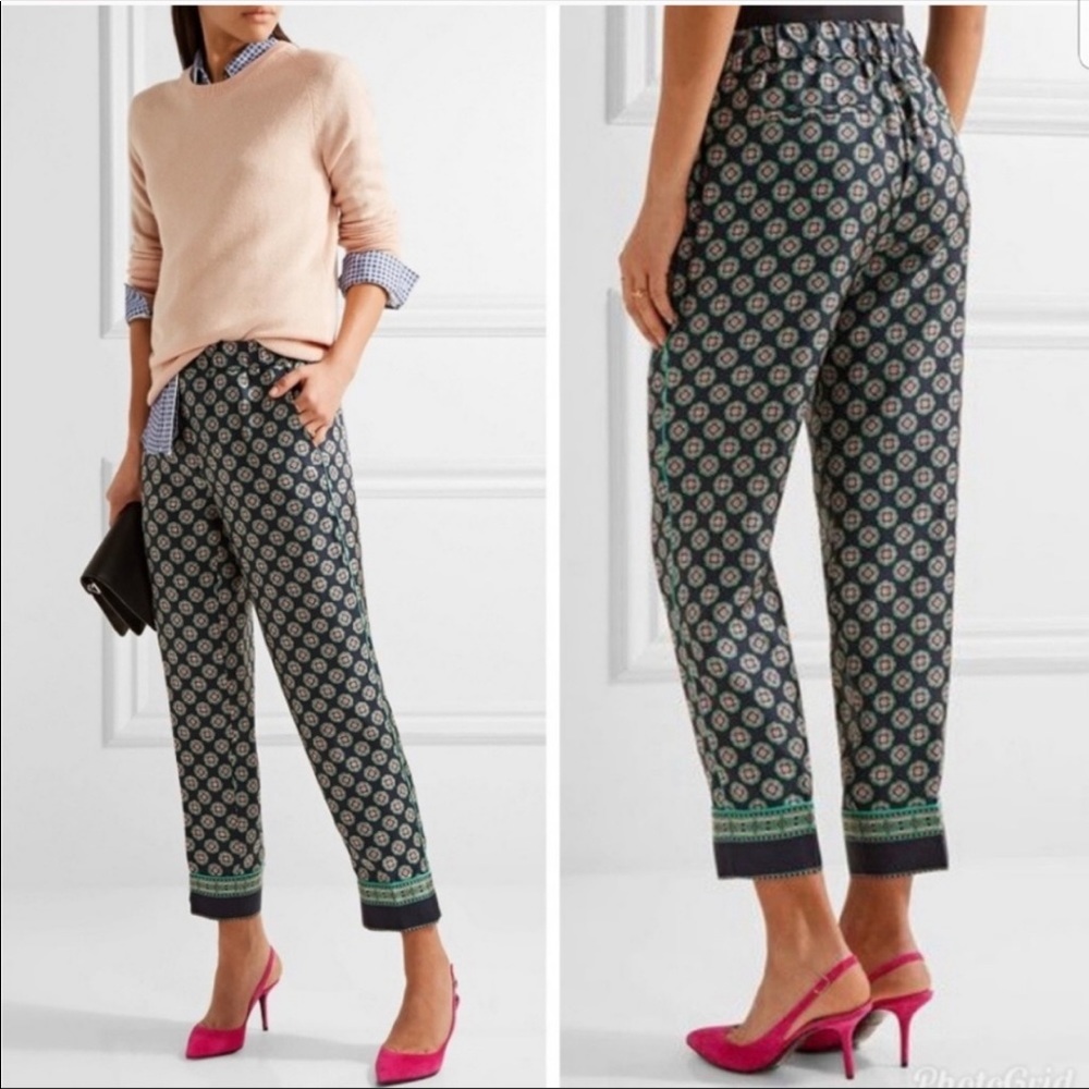 J.Crew Cropped Silk Pants in Foulard Print size 2